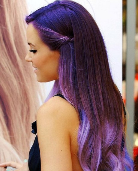 Balayage naturale per capelli castani Capelli mesh viola