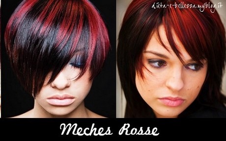 Capelli neri con meches rosse